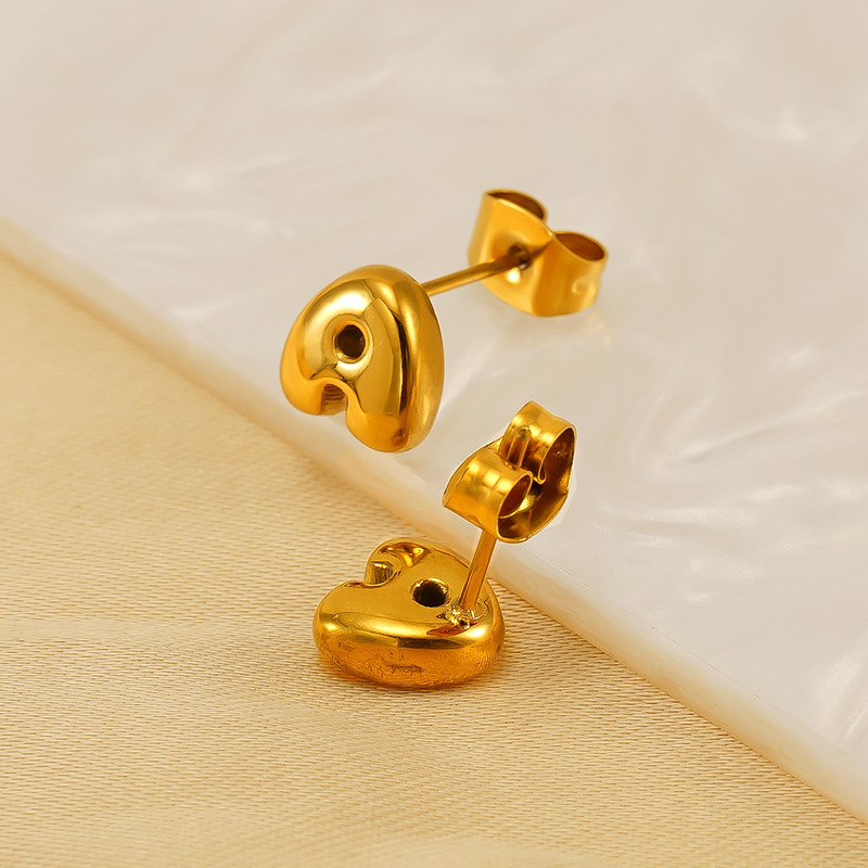 1 Pair Simple Series Elegant Letter A Titanium Steel  Gold Color Women's Stud Earrings h5 